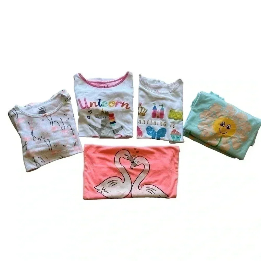 Carters White Green Orange Short/ Long Sleeves Pajama Set Bundle SZ 12 #2042